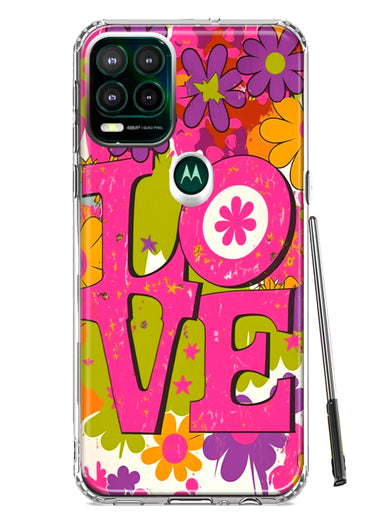 Motorola Moto G Stylus 5G 2021 Pink Daisy Love Graffiti Painting Art Hybrid Protective Phone Case Cover