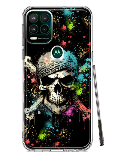 Motorola Moto G Stylus 5G 2021 Fantasy Paint Splash Pirate Skull Hybrid Protective Phone Case Cover