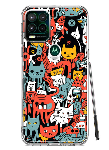 Motorola Moto G Stylus 5G 2021 Psychedelic Cute Cats Friends Pop Art Hybrid Protective Phone Case Cover