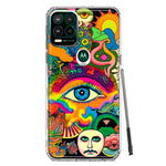 Motorola Moto G Stylus 5G 2021 Neon Rainbow Psychedelic Trippy Hippie Multiple Eyes Hybrid Protective Phone Case Cover
