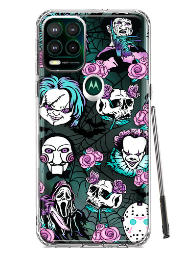 Motorola Moto G Stylus 5G 2021 Roses Halloween Spooky Horror Characters Spider Web Hybrid Protective Phone Case Cover