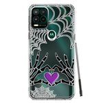 Motorola Moto G Stylus 5G 2021 Halloween Skeleton Heart Hands Spooky Spider Web Hybrid Protective Phone Case Cover