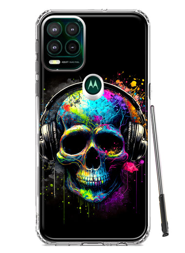 Motorola Moto G Stylus 5G 2021 Fantasy Skull Headphone Colorful Pop Art Hybrid Protective Phone Case Cover