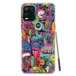 Motorola Moto G Stylus 5G 2021 Psychedelic Trippy Happy Aliens Characters Hybrid Protective Phone Case Cover