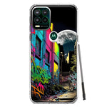 Motorola Moto G Stylus 5G 2021 Urban City Full Moon Graffiti Painting Art Hybrid Protective Phone Case Cover