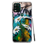 Motorola Moto G Stylus 5G 2021 White Daisies Graffiti Wall Art Painting Hybrid Protective Phone Case Cover