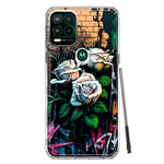 Motorola Moto G Stylus 5G 2021 White Roses Graffiti Wall Art Painting Hybrid Protective Phone Case Cover