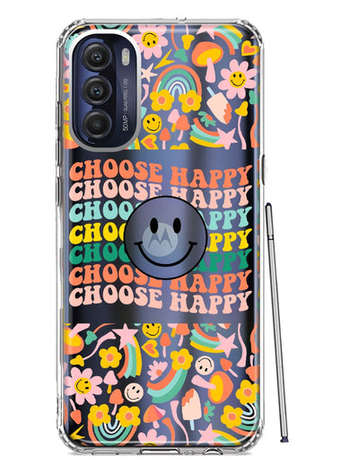 Motorola Moto G Stylus 5G 2022 Choose Happy Smiley Face Retro Vintage Groovy 70s Style Hybrid Protective Phone Case Cover
