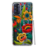 Motorola Moto G Stylus 4G 2022 Colorful Red Orange Folk Style Floral Vibrant Spring Flowers Hybrid Protective Phone Case Cover