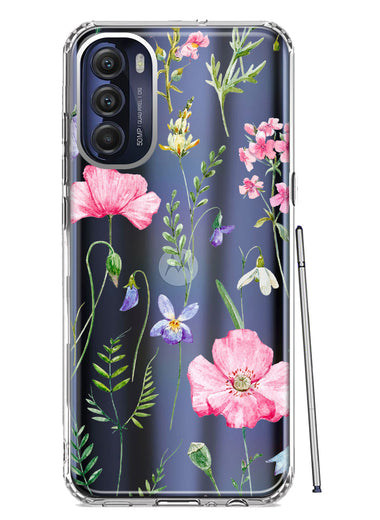 Motorola Moto G Stylus 5G 2022 Spring Pastel Wild Flowers Summer Classy Elegant Beautiful Hybrid Protective Phone Case Cover