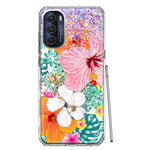 Motorola Moto G Stylus 5G 2022 Hawaiian Vibes Hibiscus Flowers Monstera Vacation Summer Hybrid Protective Phone Case Cover