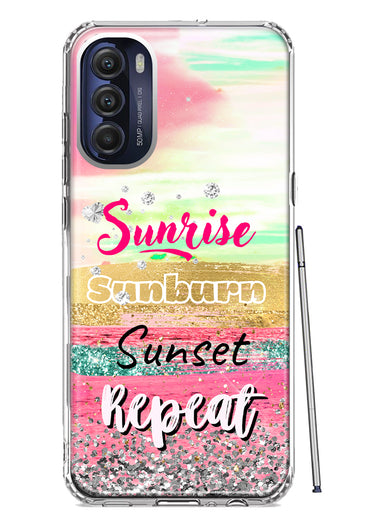 Motorola Moto G Stylus 5G 2022 Summer Brush Strokes Sunrise Sunburn Sunset Repeat Hybrid Protective Phone Case Cover
