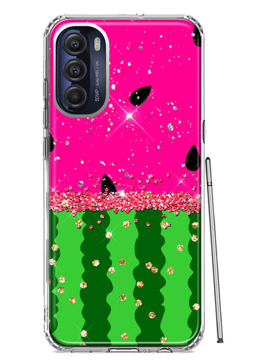 Motorola Moto G Stylus 5G 2022 Summer Watermelon Sugar Vacation Tropical Fruit Pink Green Hybrid Protective Phone Case Cover