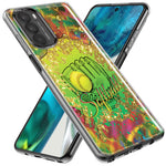Motorola Moto G Stylus 4G 2021 Love Softball Girls Glove Green Tie Dye Swirl Paint Hybrid Protective Phone Case Cover