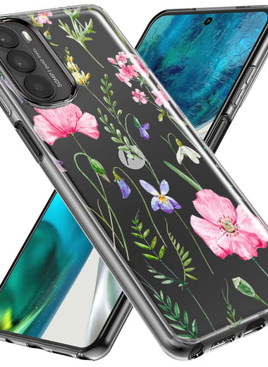 Motorola Moto G Stylus 5G 2023 Spring Pastel Wild Flowers Summer Classy Elegant Beautiful Hybrid Protective Phone Case Cover