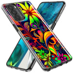 Motorola Moto G Power 2021 Neon Rainbow Psychedelic Trippy Hippie Daisy Flowers Hybrid Protective Phone Case Cover