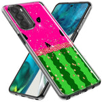 Motorola Moto G Power 2021 Summer Watermelon Sugar Vacation Tropical Fruit Pink Green Hybrid Protective Phone Case Cover