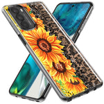 Motorola Moto G Power 2021 Yellow Summer Sunflowers Brown Leopard Honeycomb Hybrid Protective Phone Case Cover