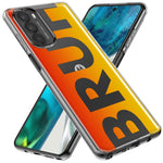 Motorola Moto G Play 2021 Orange Red Clear Funny Text Quote Bruh Hybrid Protective Phone Case Cover