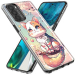 Motorola Moto G Stylus 5G 2022 Kawaii Manga Pink Cherry Blossom Cute Cat Hybrid Protective Phone Case Cover