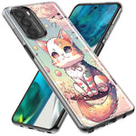 Motorola Moto G Stylus 5G 2021 Kawaii Manga Pink Cherry Blossom Cute Cat Hybrid Protective Phone Case Cover