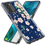 Motorola Moto One 5G Ace Kawaii Japanese Pink Cherry Blossom Navy Blue Hybrid Protective Phone Case Cover