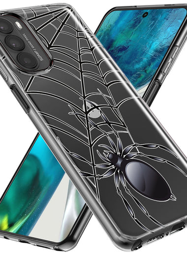 Motorola Moto G Stylus 5G 2023 Creepy Black Spider Web Halloween Horror Spooky Hybrid Protective Phone Case Cover