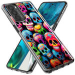 Motorola Moto G Stylus 2020 Halloween Spooky Colorful Day of the Dead Skulls Hybrid Protective Phone Case Cover