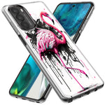 Motorola Moto G Play 2021 Pink Flamingo Painting Graffiti Hybrid Protective Phone Case Cover