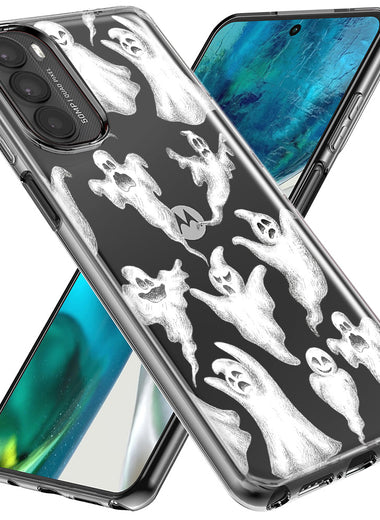 Motorola Moto G Stylus 5G 2023 Cute Halloween Spooky Floating Ghosts Horror Scary Hybrid Protective Phone Case Cover