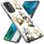 Motorola G Power 2020 Cute White Blue Daisies Gnomes Hybrid Protective Phone Case Cover