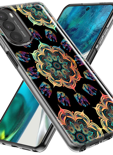 Motorola Moto G Stylus 5G 2023 Mandala Geometry Abstract Elephant Pattern Hybrid Protective Phone Case Cover