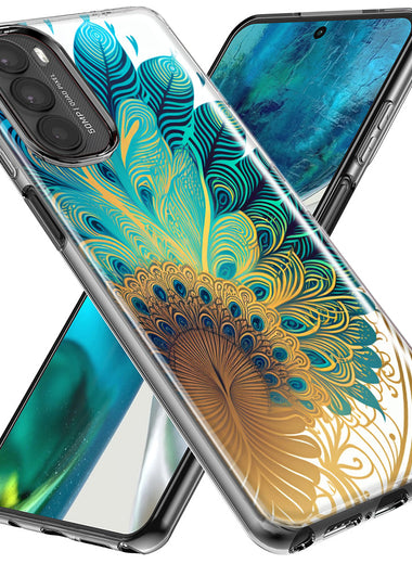 Motorola Moto G Stylus 5G 2023 Mandala Geometry Abstract Peacock Feather Pattern Hybrid Protective Phone Case Cover