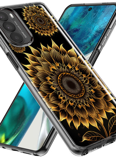Motorola Moto G Stylus 5G 2023 Mandala Geometry Abstract Sunflowers Pattern Hybrid Protective Phone Case Cover