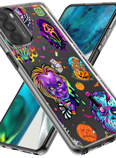 Motorola Moto G Stylus 5G 2023 Cute Halloween Spooky Horror Scary Neon Characters Hybrid Protective Phone Case Cover
