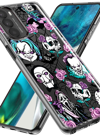 Motorola Moto G Stylus 5G 2023 Roses Halloween Spooky Horror Characters Spider Web Hybrid Protective Phone Case Cover