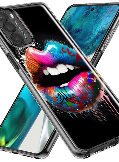 Motorola Moto G Stylus 5G 2023 Colorful Lip Graffiti Painting Art Hybrid Protective Phone Case Cover