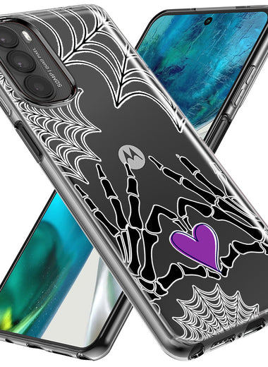 Motorola Moto G Stylus 5G 2023 Halloween Skeleton Heart Hands Spooky Spider Web Hybrid Protective Phone Case Cover