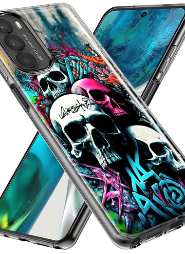 Motorola Moto G Stylus 5G 2023 Skulls Graffiti Painting Art Hybrid Protective Phone Case Cover