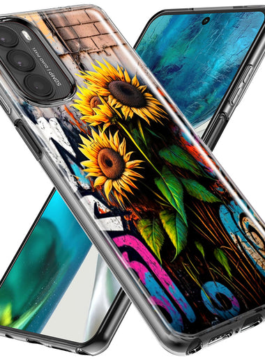 Motorola Moto G Stylus 5G 2023 Sunflowers Graffiti Painting Art Hybrid Protective Phone Case Cover
