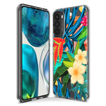 Motorola Moto G Play 2021 Blue Monstera Pothos Tropical Floral Summer Flowers Hybrid Protective Phone Case Cover
