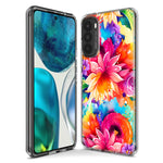 Motorola Moto G Stylus 5G 2023 Watercolor Paint Summer Rainbow Flowers Bouquet Bloom Floral Hybrid Protective Phone Case Cover