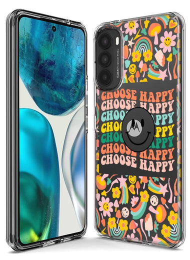 Motorola Moto G Pure 2021 G Power 2022 Choose Happy Smiley Face Retro Vintage Groovy 70s Style Hybrid Protective Phone Case Cover