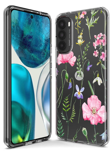 Motorola Moto G Stylus 5G 2022 Spring Pastel Wild Flowers Summer Classy Elegant Beautiful Hybrid Protective Phone Case Cover