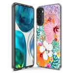 Motorola Moto G Power 2021 Hawaiian Vibes Hibiscus Flowers Monstera Vacation Summer Hybrid Protective Phone Case Cover