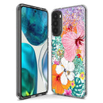 Motorola Moto G Fast Hawaiian Vibes Hibiscus Flowers Monstera Vacation Summer Hybrid Protective Phone Case Cover