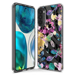 Motorola Moto One 5G Ace Zebra Stripes Tropical Flowers Purple Blue Summer Vibes Hybrid Protective Phone Case Cover