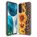 Motorola Moto G Power 2021 Yellow Summer Sunflowers Brown Leopard Honeycomb Hybrid Protective Phone Case Cover