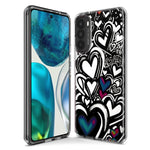 Motorola G Power 2020 Black White Hearts Love Graffiti Hybrid Protective Phone Case Cover
