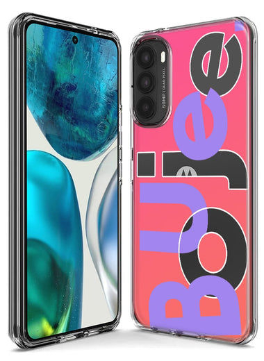 Motorola Moto One 5G Pink Purple Clear Funny Text Quote Boujee Hybrid Protective Phone Case Cover